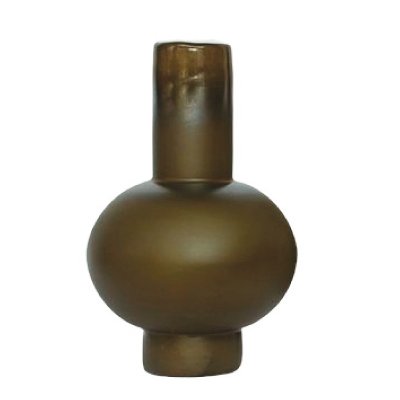 GLAS VASE 13X37CM DUNKEL-OLIVE