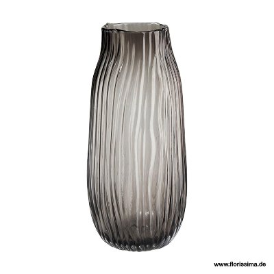 GLAS VASE RUND 13X30,5CM GRAU