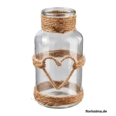 GLAS VASE MIT JUTEBAND 8X16CM