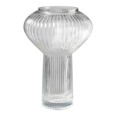 GLAS VASE RILLE UFO H 30CM