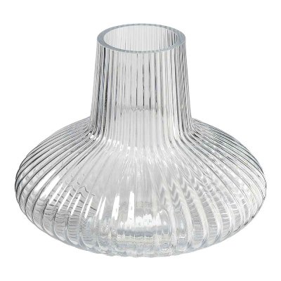 GLAS VASE RILLE FLACH H 19CM