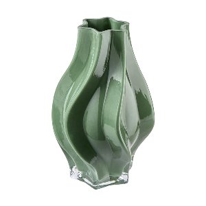 GLAS VASE RUND 15X23CM GRÜN