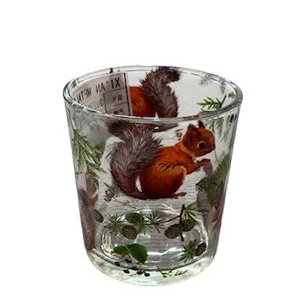 GLAS TEELICHT MIT EICHHÖRNCHEN