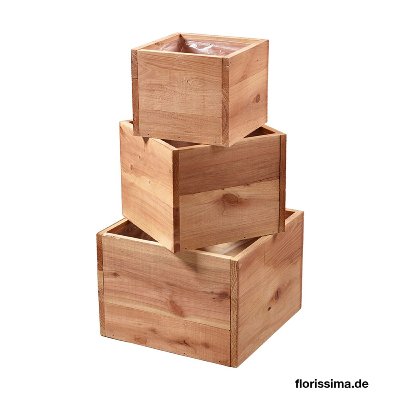 HOLZ KÜBEL QUADRATISCH S/3