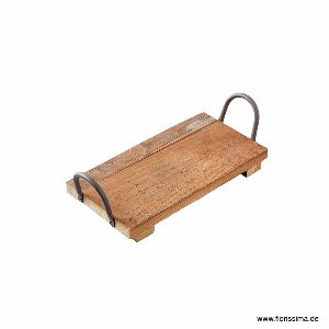 HOLZ TABLETT MIT METALLGRIFFEN