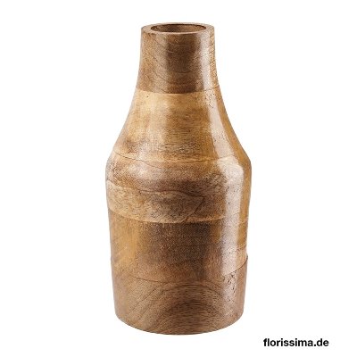 HOLZ VASE 10X19CM BRAUN