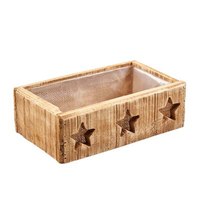 HOLZ BOX MIT STERNEN RECHTECK