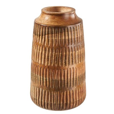 HOLZ VASE MIT STREIFEN CM