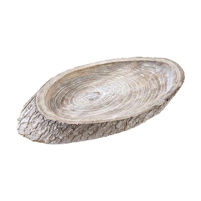 HOLZ TABLETT OVAL 50X31CM GRAU