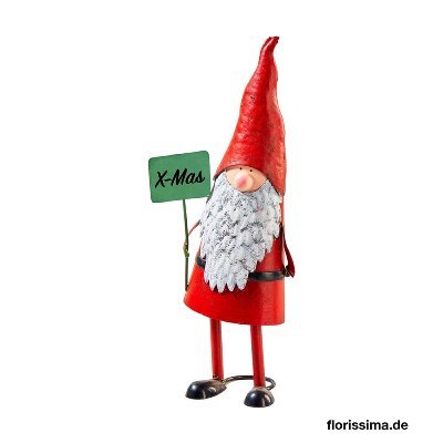 METALL SANTA MIT SCHILD X-MAS