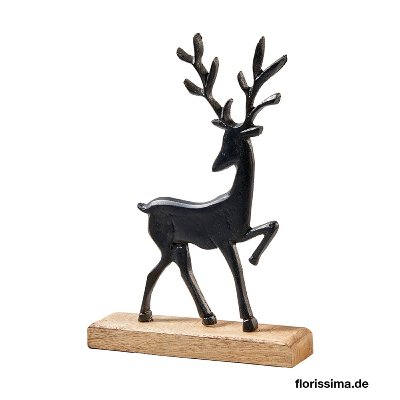 ALU,HOLZ HIRSCH AUF FUß H 32CM