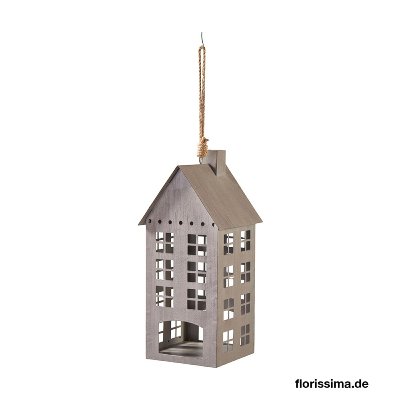 METALL HAUS 13X29CM GRAU