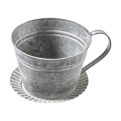 METALL ZINK TASSE 14X10CM GRAU