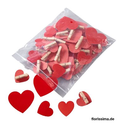 PAPIER HERZ AM CLIP 4+6CM ROT