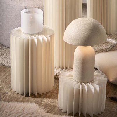 METALL PILZ LAMPE 26X37CM CREME