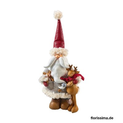 POLY SANTA MIT RENTIER 12X29CM