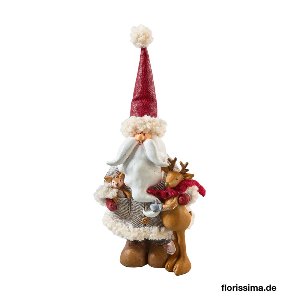 POLY SANTA MIT RENTIER 12X29CM