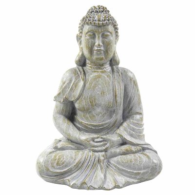 POLY BUDDHA 18X24CM GRAU