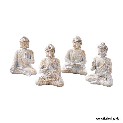 POLY BUDDHA S/4 6X8CM GRAU