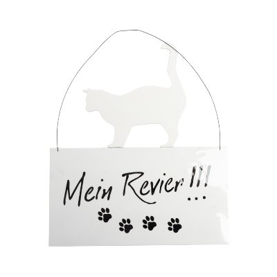 HOLZ SCHILD MIT KATZE SCHRIFT