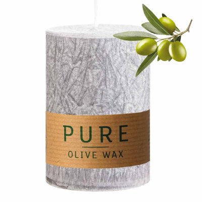 OLIVE WAX KERZE STUMPE 130/70 PURE SC ANTHRAZIT 09