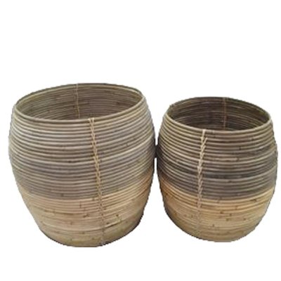 RATTAN KUBU KORB RUND MIT