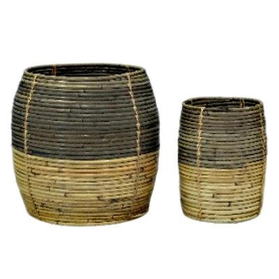 RATTAN GRAS KORB ÜBERTOPF S/2